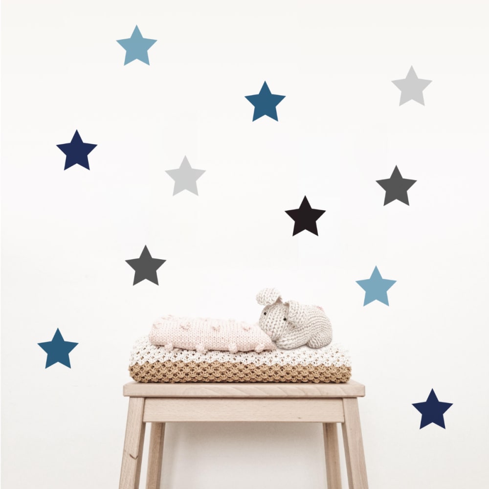 Stickers adesivi in vinile stelle blu e grigio - Decochic