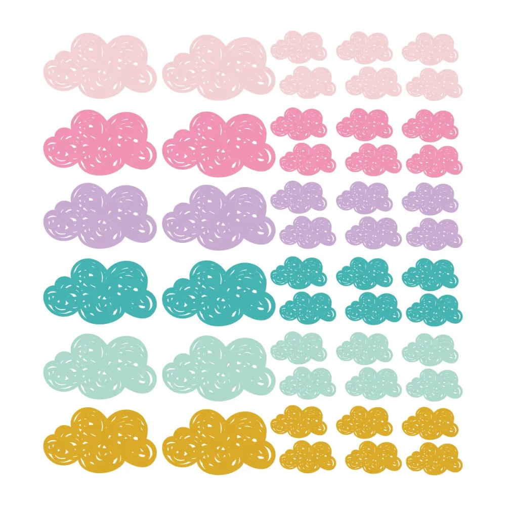 Vinilos decorativos adhesivos nubes pequeñas rosa y lila