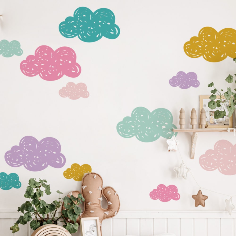 Stickers muraux en vinyle petits nuages rose et lilas - Maisons du Monde