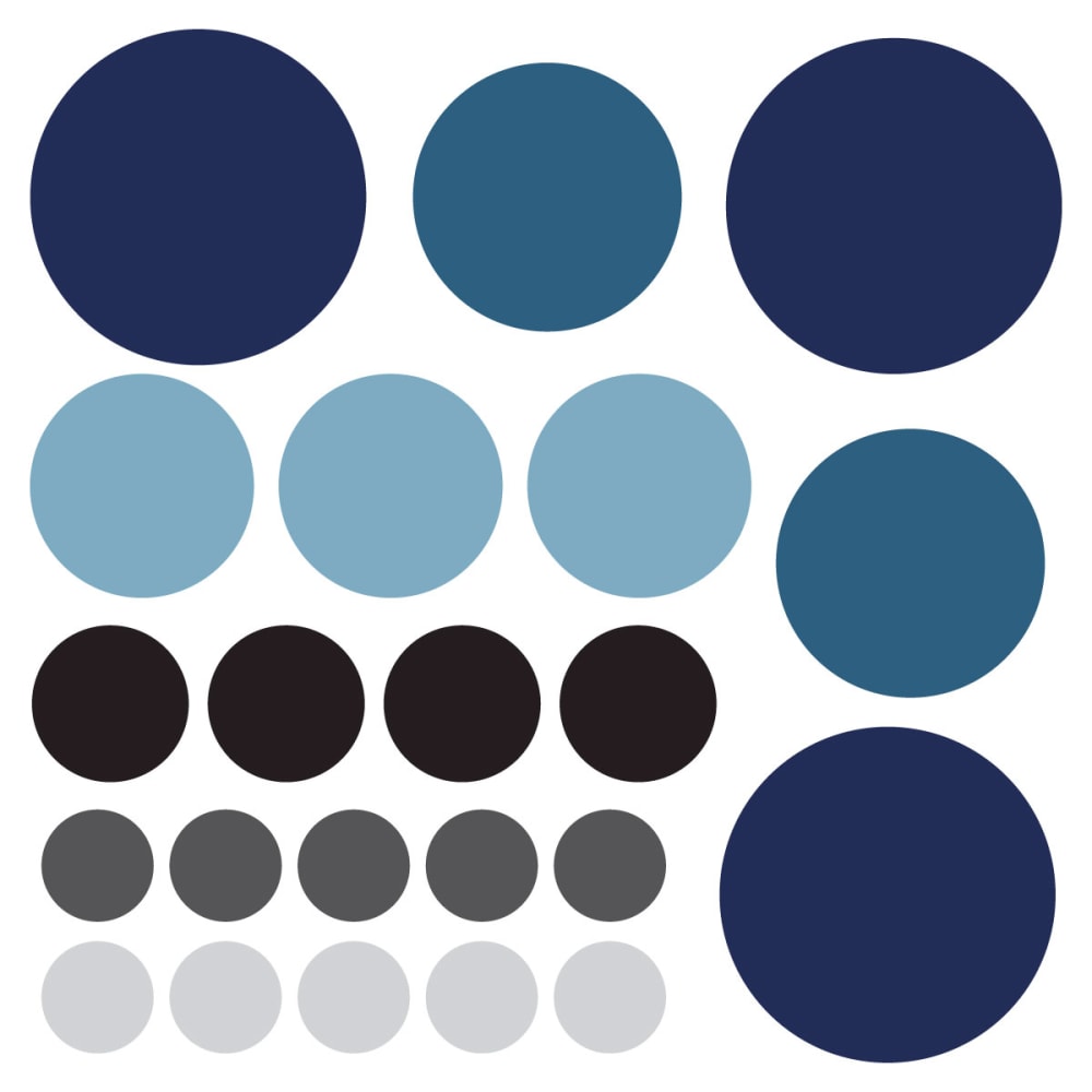 Decochic Selbstklebende Vinylaufkleber in gemischter runder Form, blau und grau MEHRFARBIG PVA - POLYVINYLACETAT Kinder