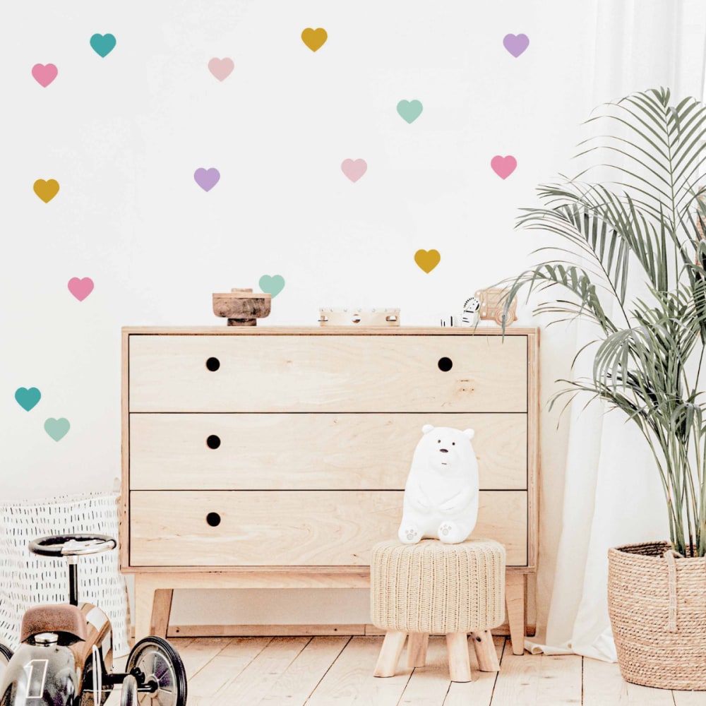 Stickers adesivi in vinile cuori rosa e lilla - Decochic