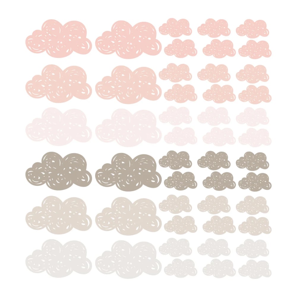 Decochic Selbstklebende Vinylaufkleber mit Wölkchenmotiv, rosa und braun MEHRFARBIG PVA - POLYVINYLACETAT Kinder