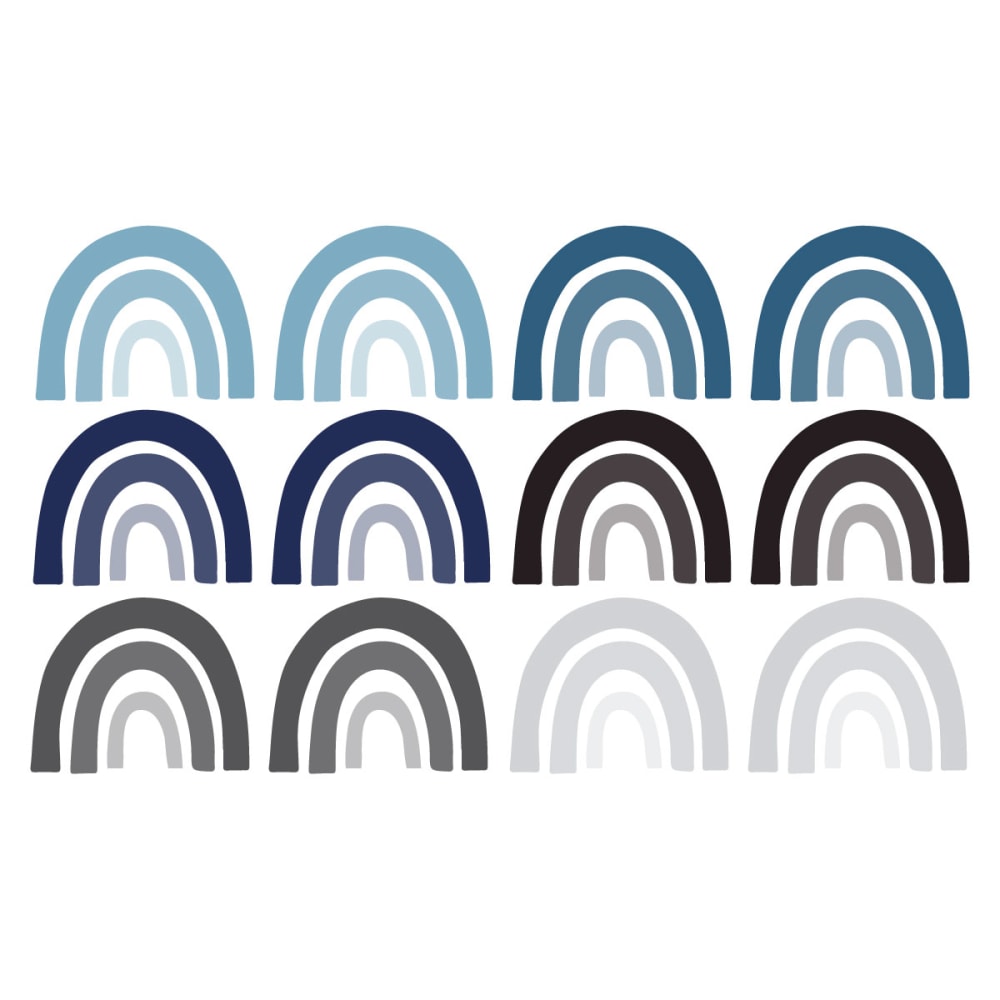 Vinilos decorativos adhesivos pequeños arcoíris azul y gris