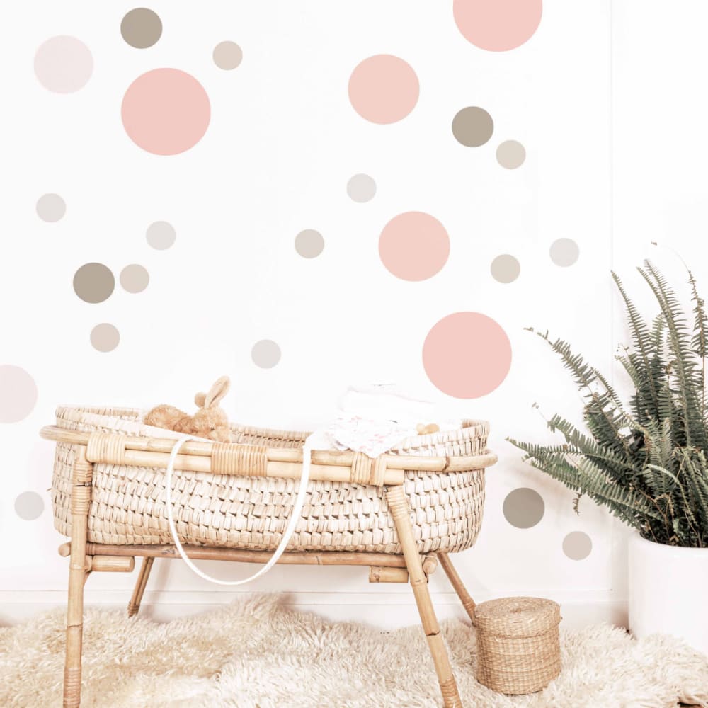 Stickers adesivi in vinile tondi mix cipria e tortora - Decochic