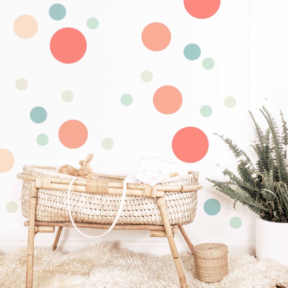 Stickers muraux en vinyle rondes mix pêche et vert - Maisons du Monde