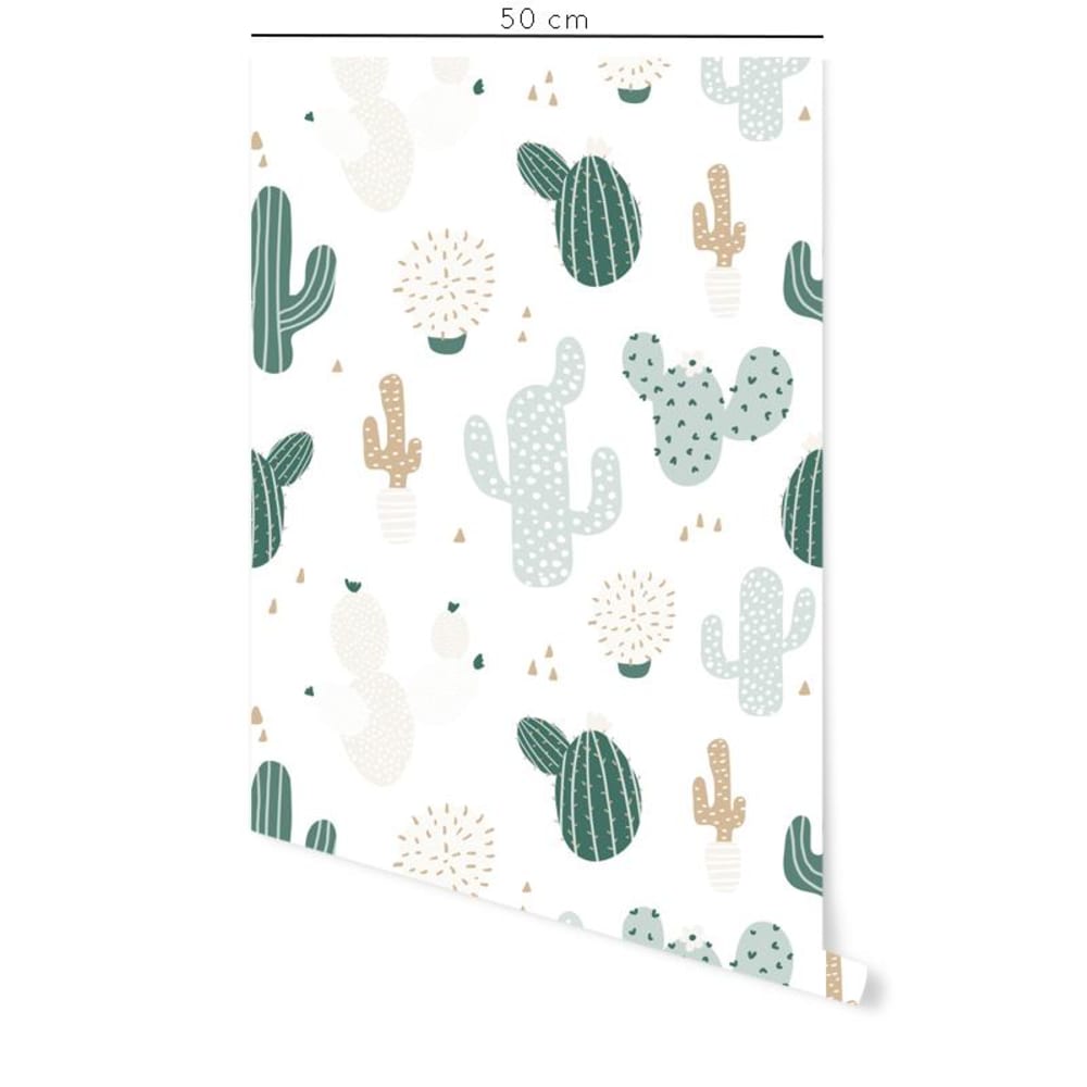 Papier peint vinyle adhésif cactus verts 50x300 cm - Maisons du Monde