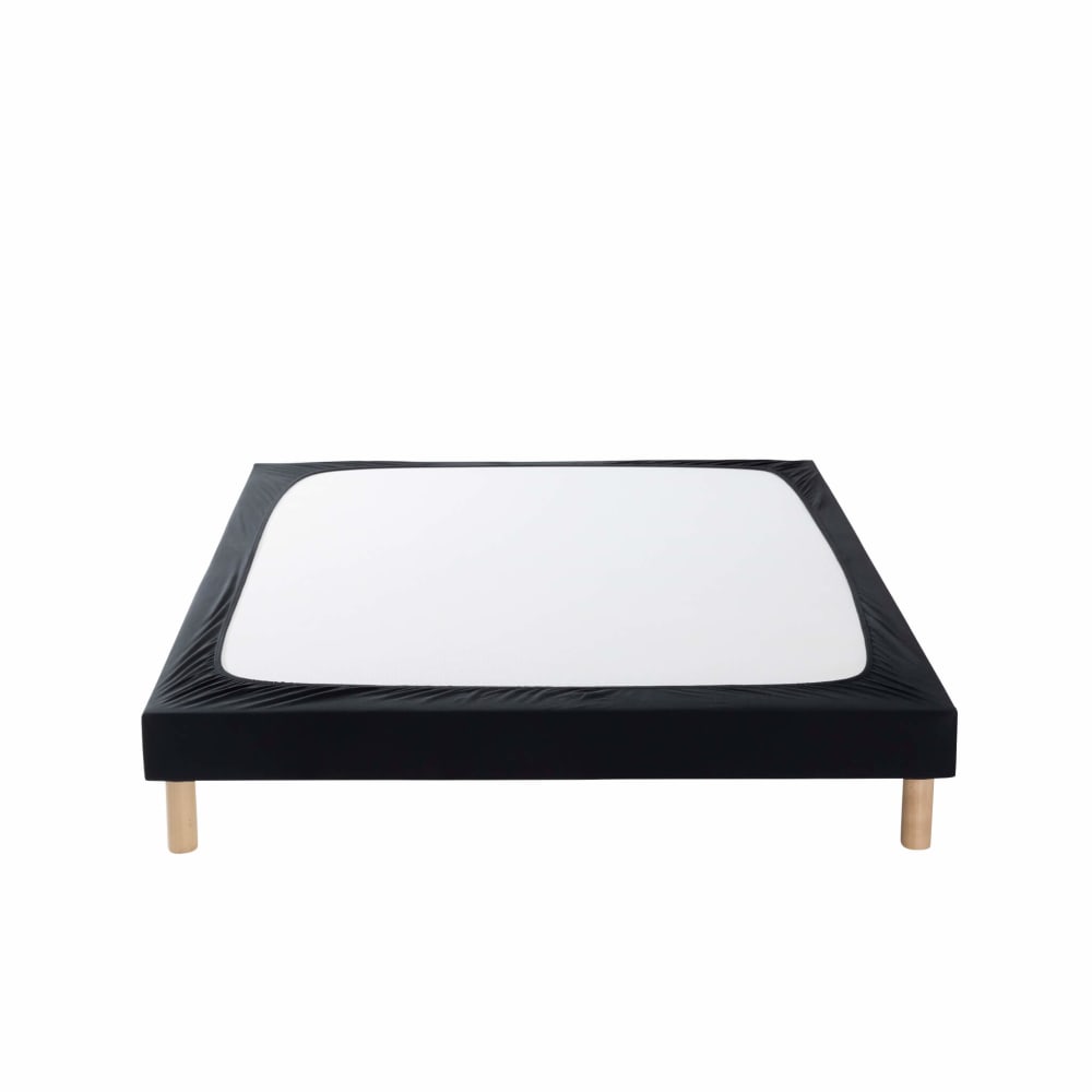 Cache sommier coton jersey noir 130x190
