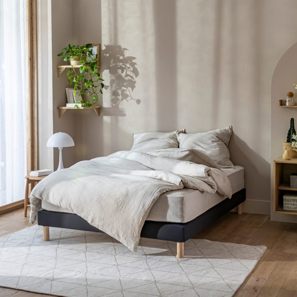 Cache sommier coton jersey noir 120x190 - Maisons du Monde