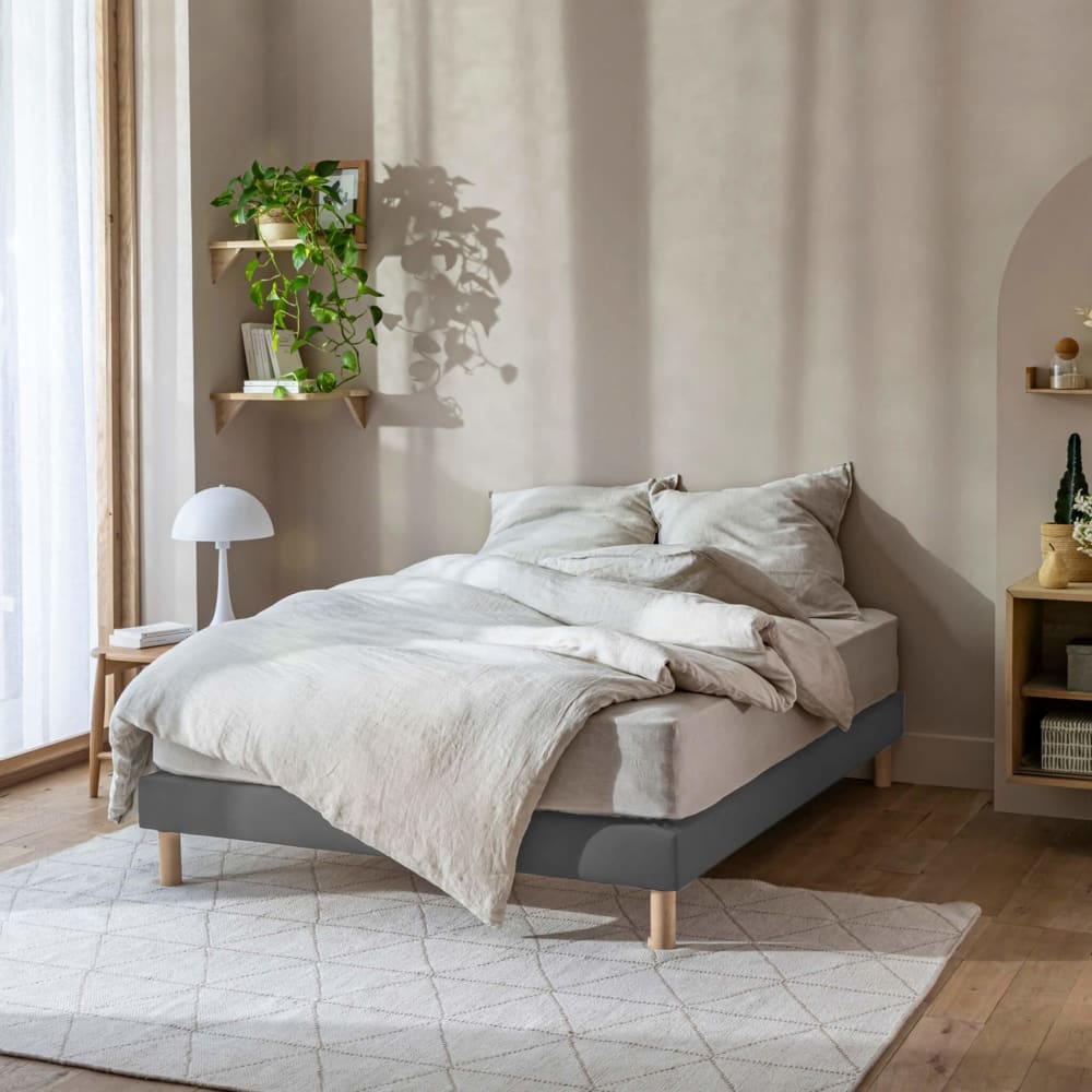 Cache sommier coton jersey anthracite 120x190 - Maisons du Monde
