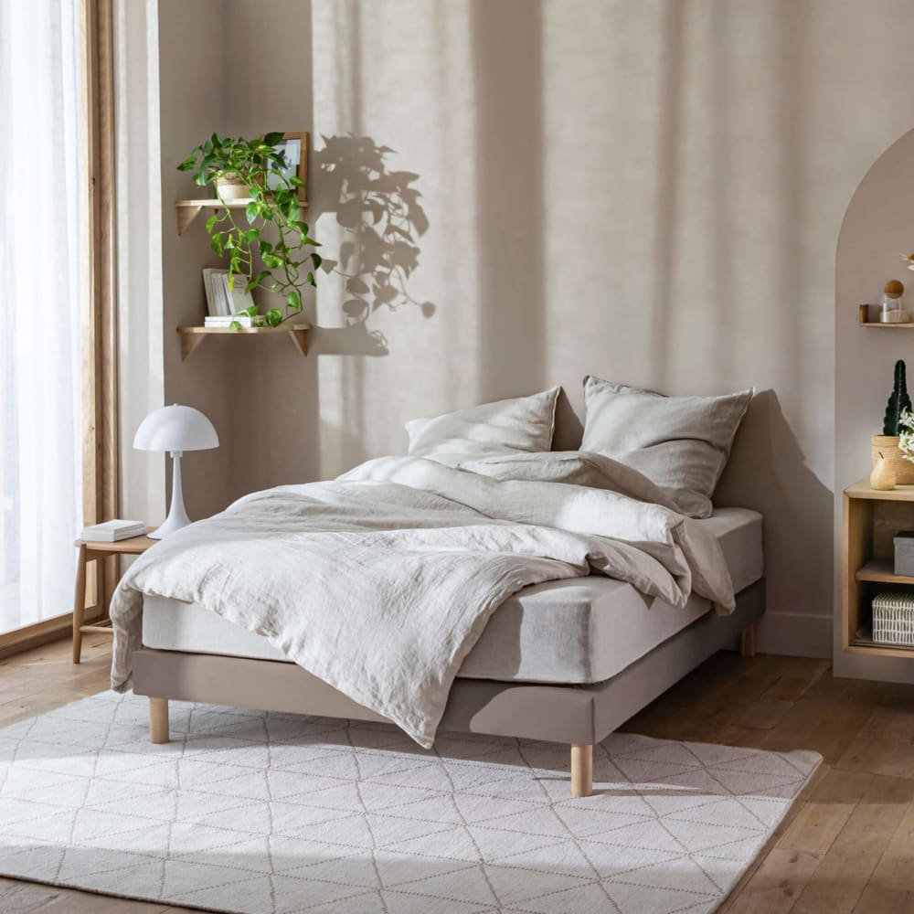 Cache sommier coton jersey taupe 150x200 - Maisons du Monde