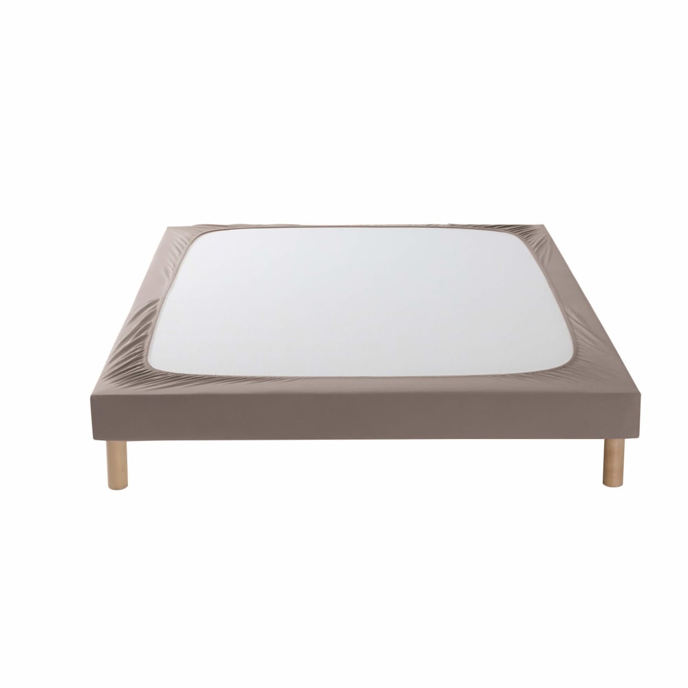 Cache sommier coton jersey taupe 70x190