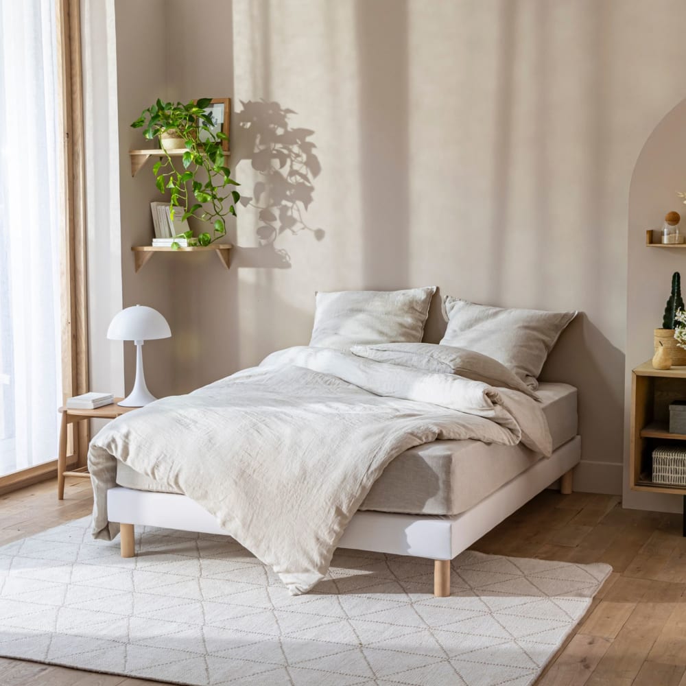 Cache sommier coton jersey blanc 140x190 - Maisons du Monde