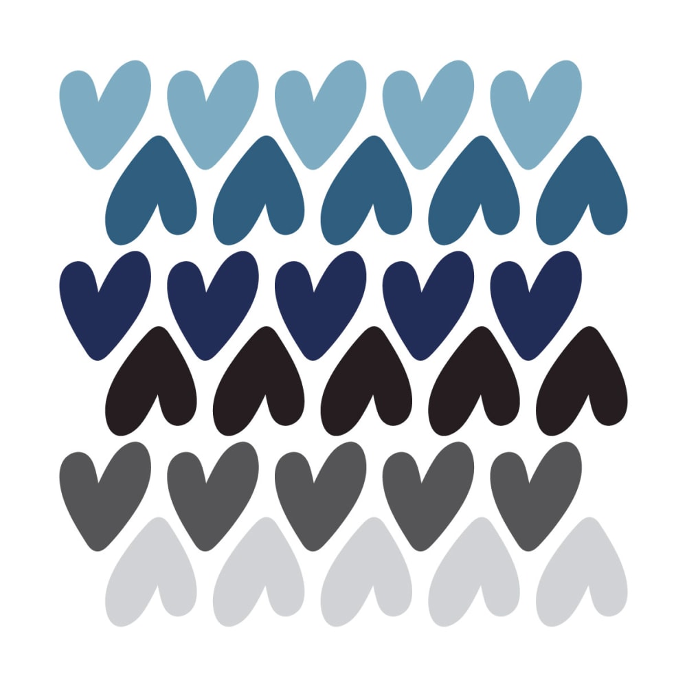 Stickers muraux en vinyle petits coeurs bleu et gris (Decochic) - Image 1