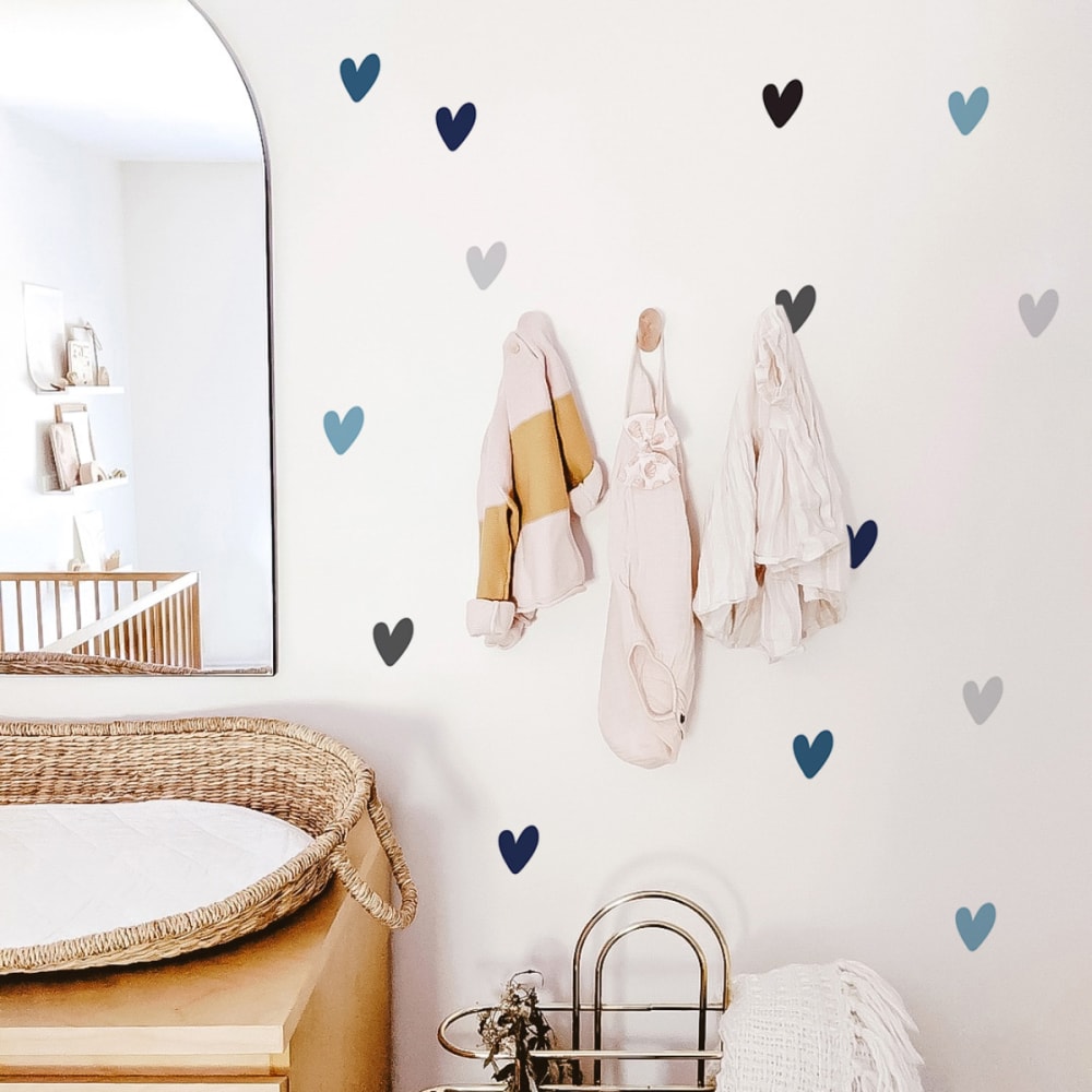 Stickers muraux en vinyle petits coeurs bleu et gris - Maisons du Monde
