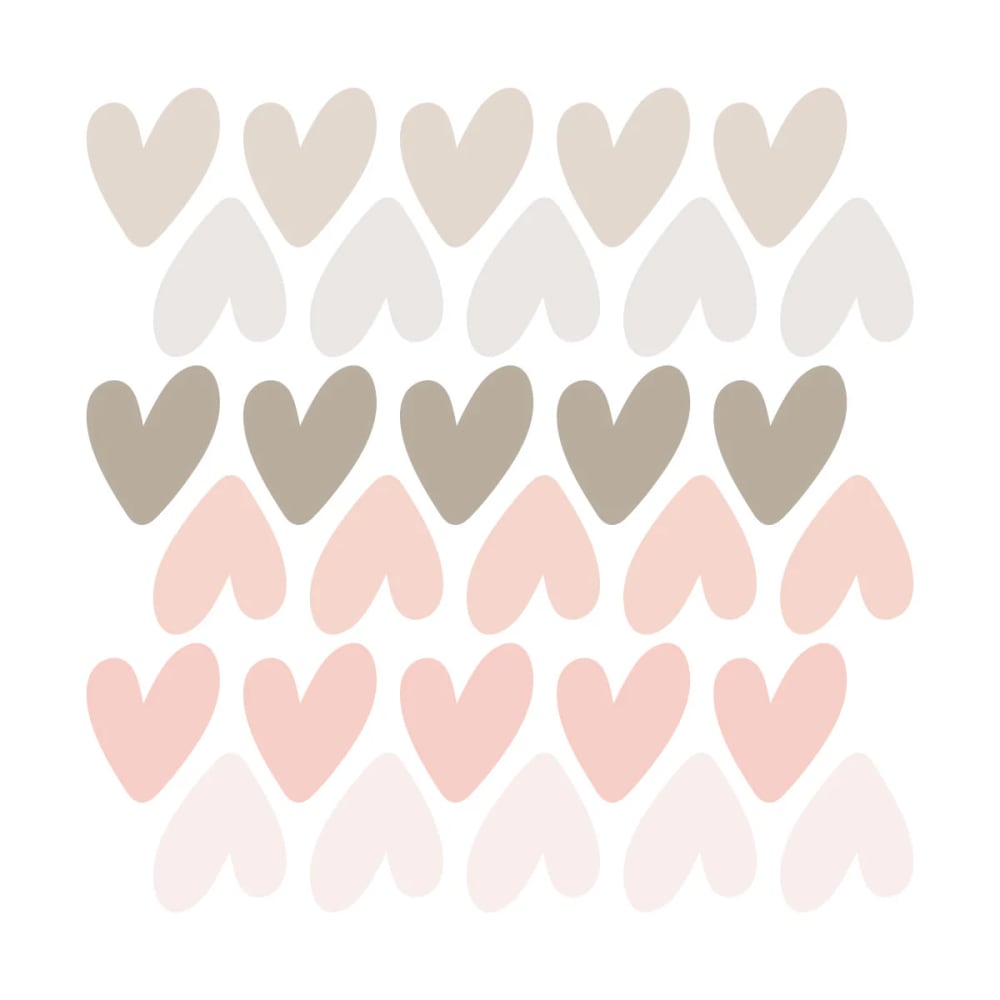Decochic Selbstklebende Vinylaufkleber mit kleinen Herzen, rosa und braun MEHRFARBIG PVA - POLYVINYLACETAT Kinder
