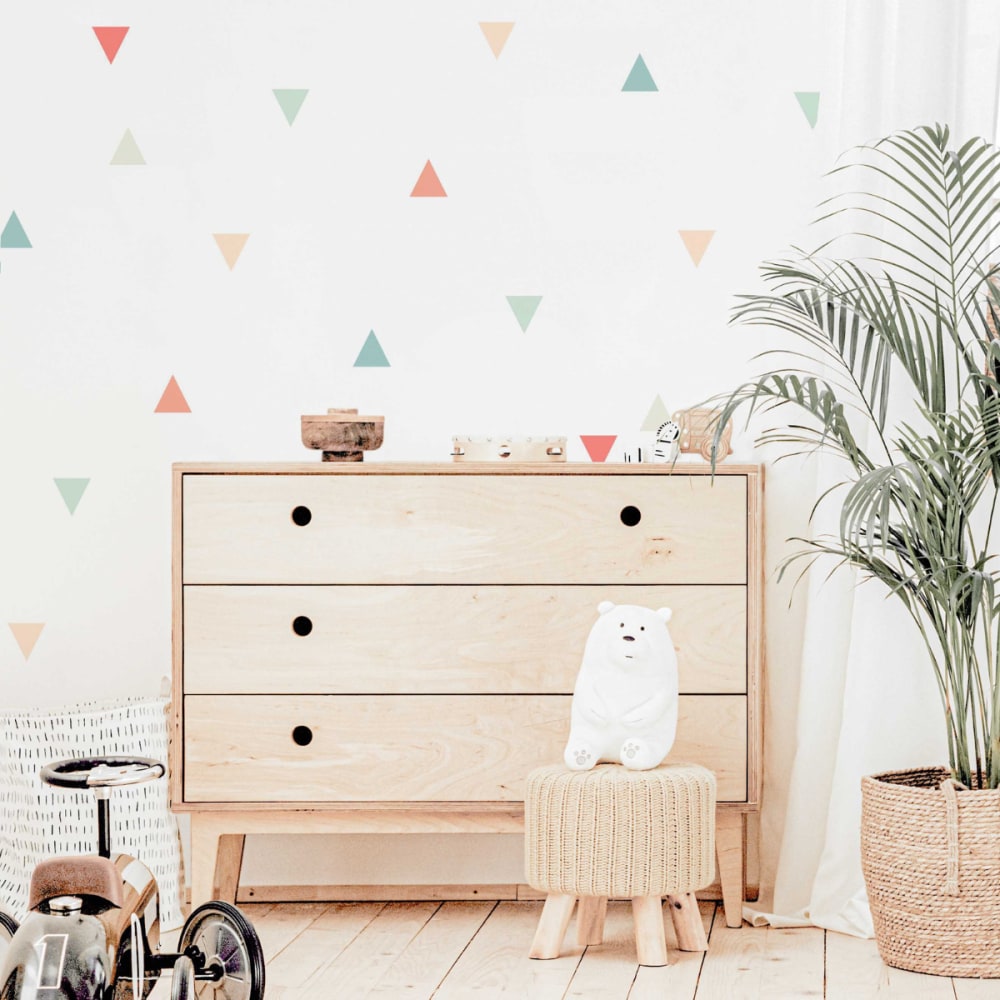 Stickers muraux en vinyle triangles pêche et vert - Maisons du Monde