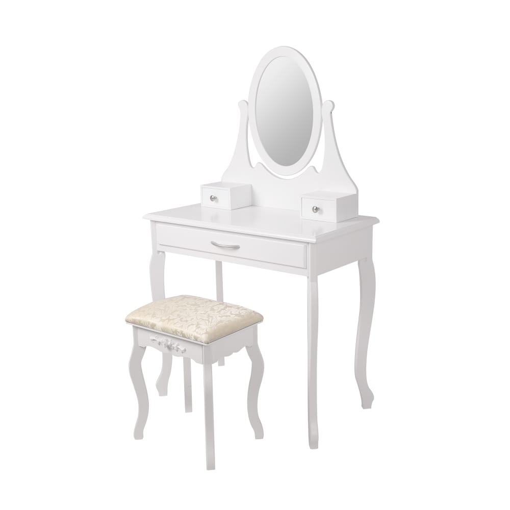 ML-Design Schminktisch mit Hocker, weiß, 75x139x40 cm, MDF - Spanplatte