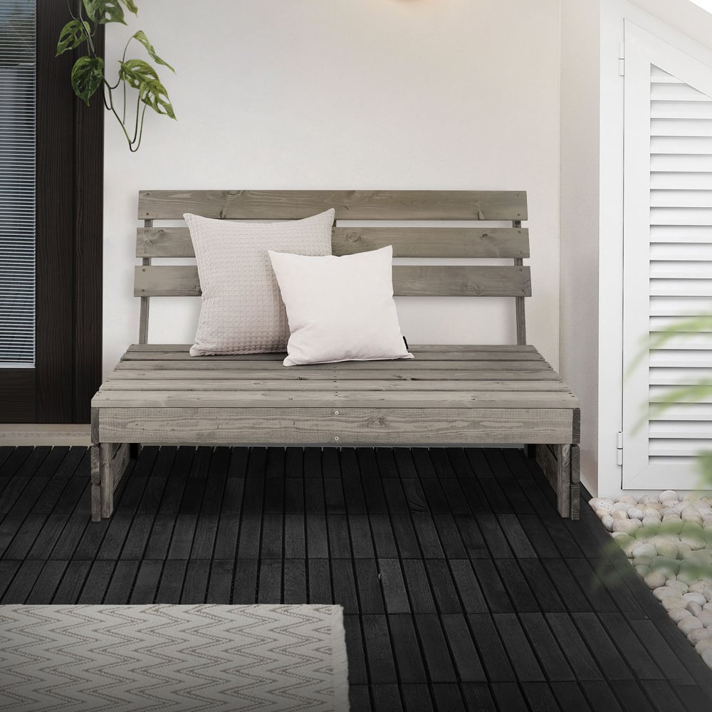 Panchina giardino 120x76,5x70 cm legno grigio a 3 posti con