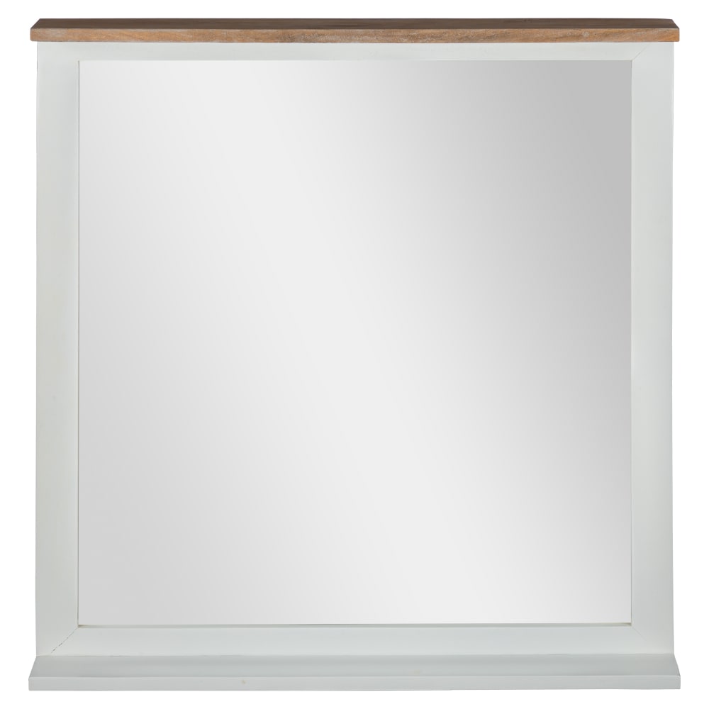 Specchio da muro 80 x 76 cm cornice naturale e bianco per soggiorno - Marrone - LEGNO