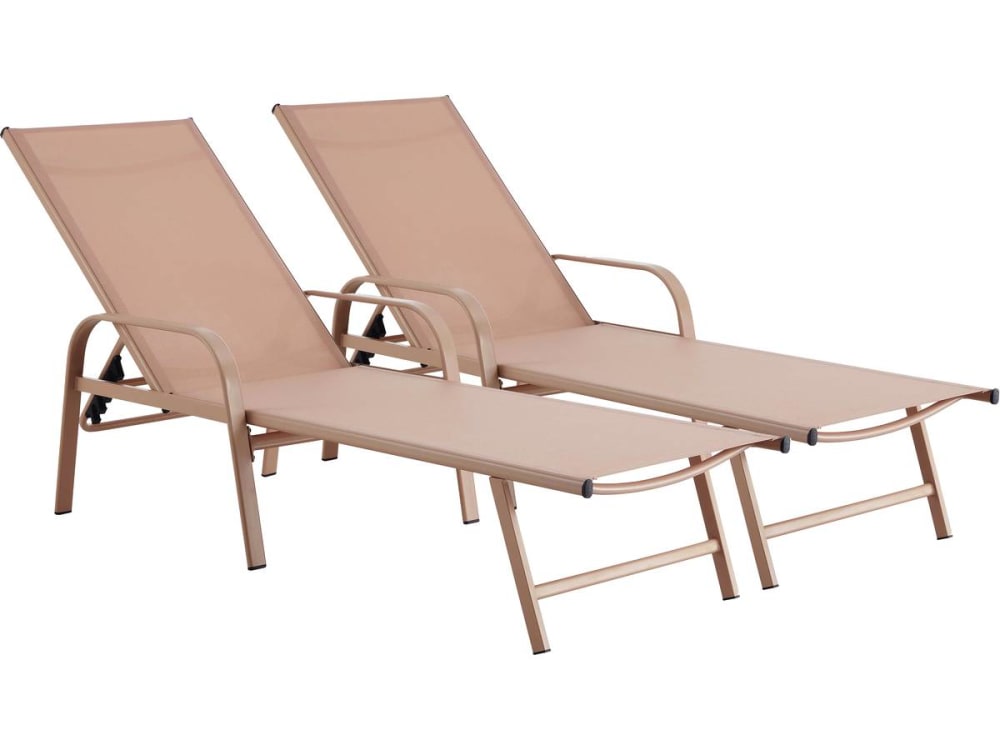 Lot de 2 bains de soleil métal marron 193 x 59 x 45 cm