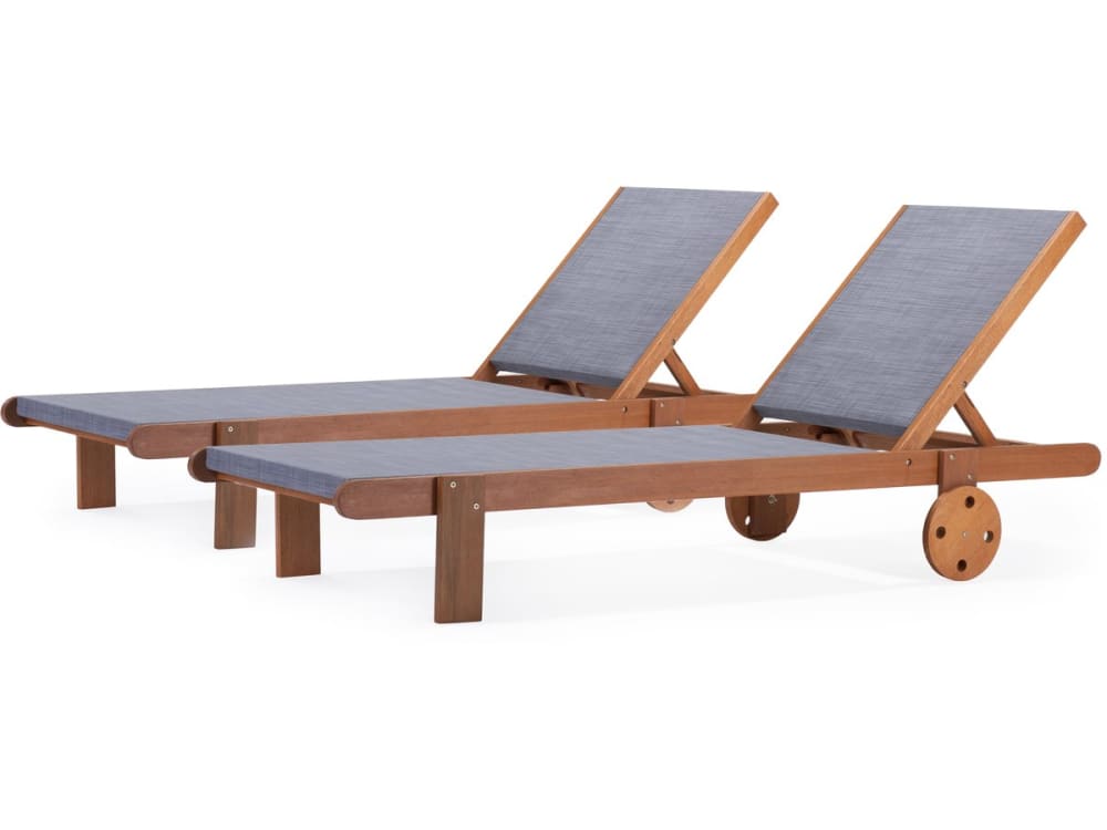 Lot de 2 bains de soleil bois gris 193 x 71 x 80 cm