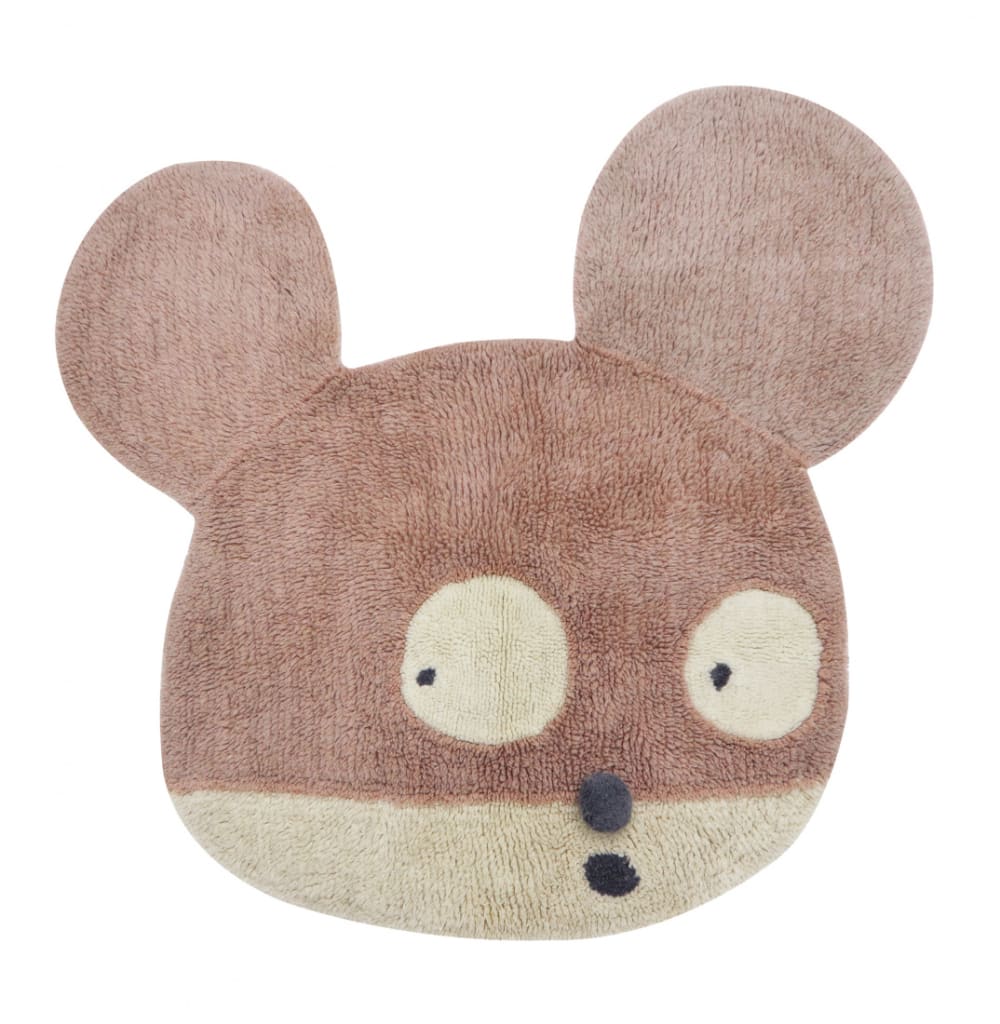 Alfombra lavable mouse de lana rosa 100x120