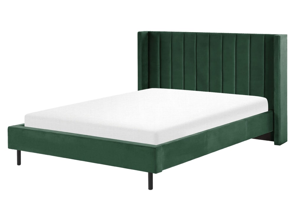 Lit double en tissu vert 160x200