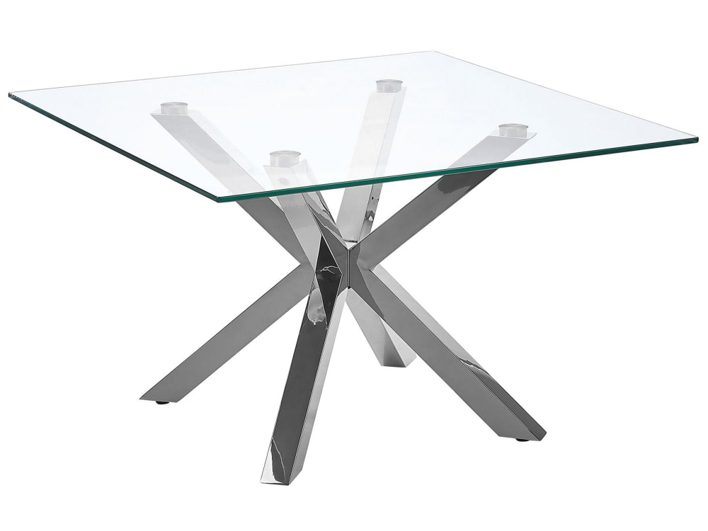 Beliani Couchtisch aus Sicherheitsglas, silber style modern - Stoff