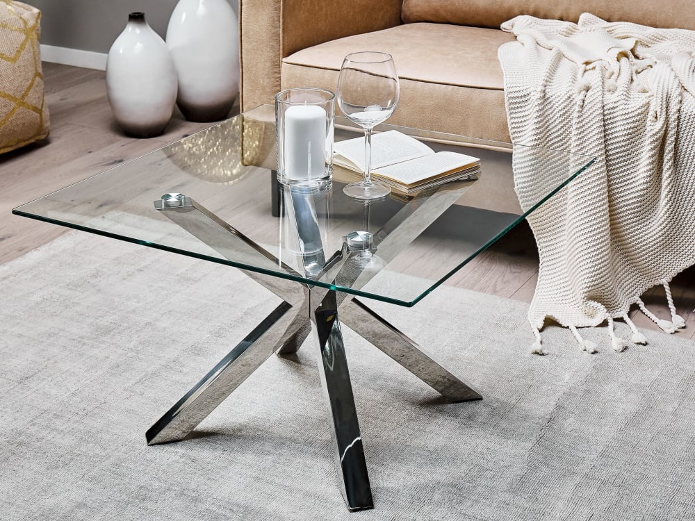 Couchtisch aus Sicherheitsglas, silber - Maisons Du Monde