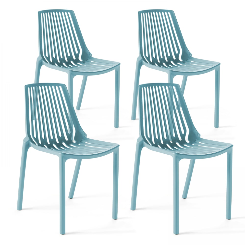 Lot de 4 chaises plastiques - bleu