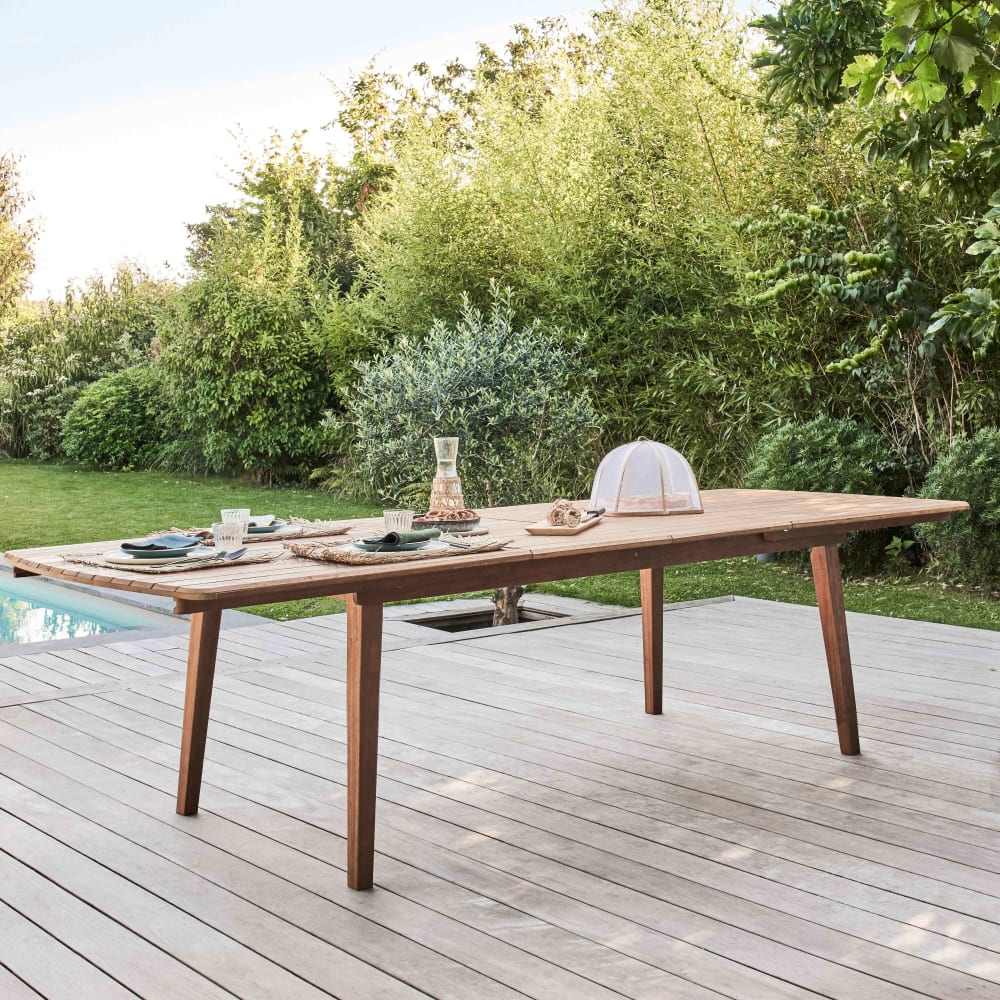 Table de terrasse extensible en bois d'eucalyptus 8 à 10 places