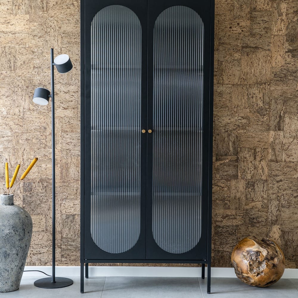 Vitrine en verre et métal h180cm - noir