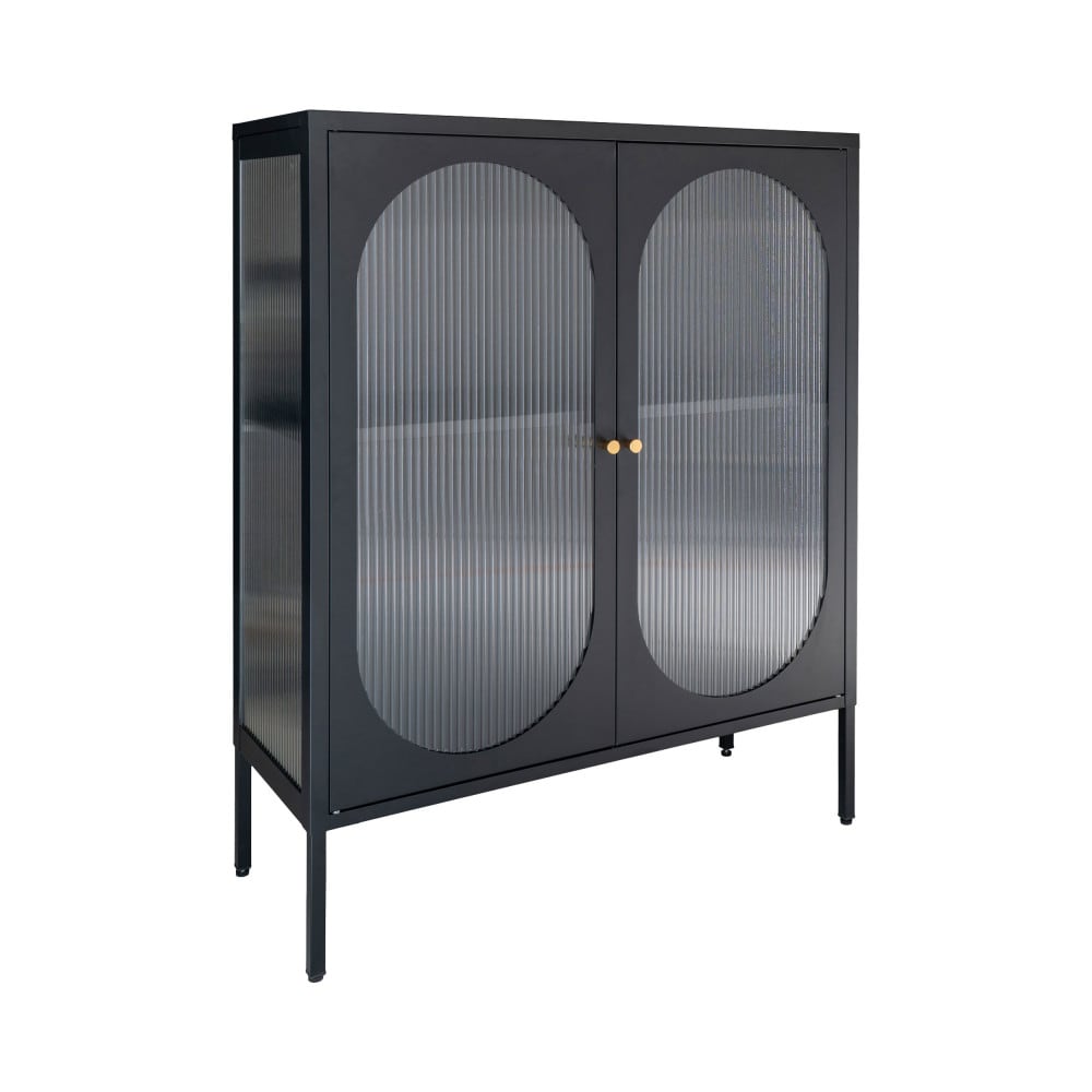 Buffet 2 portes en verre et métal l90cm - noir - Maisons du Monde