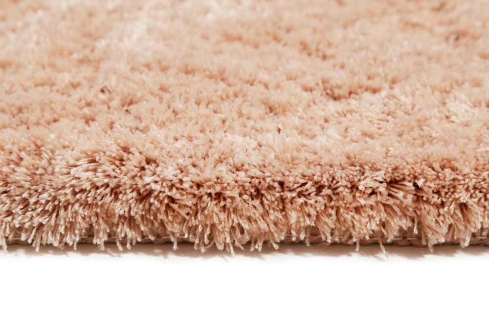 Weicher Hochflor Badteppich rund lachs, rutschfest 90x90 -