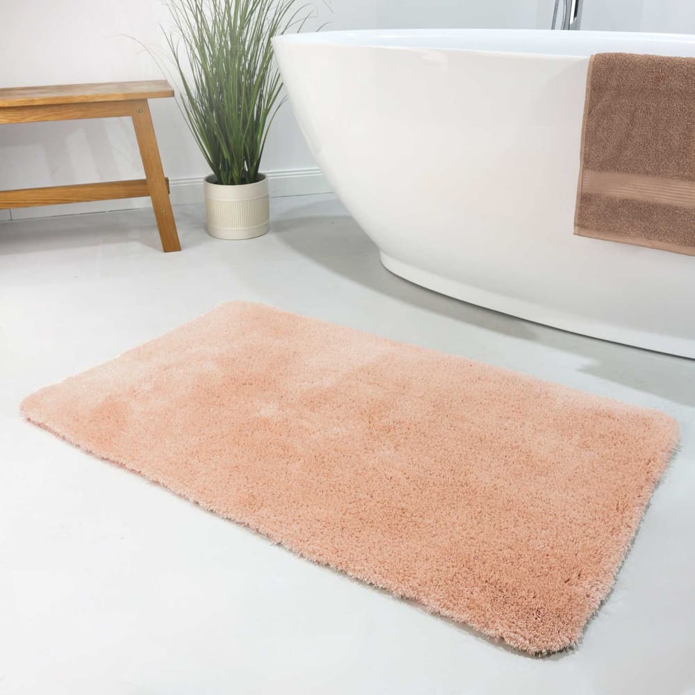 Weicher Hochflor Badteppich lachs, saugstark, rutschfest  55x65 -