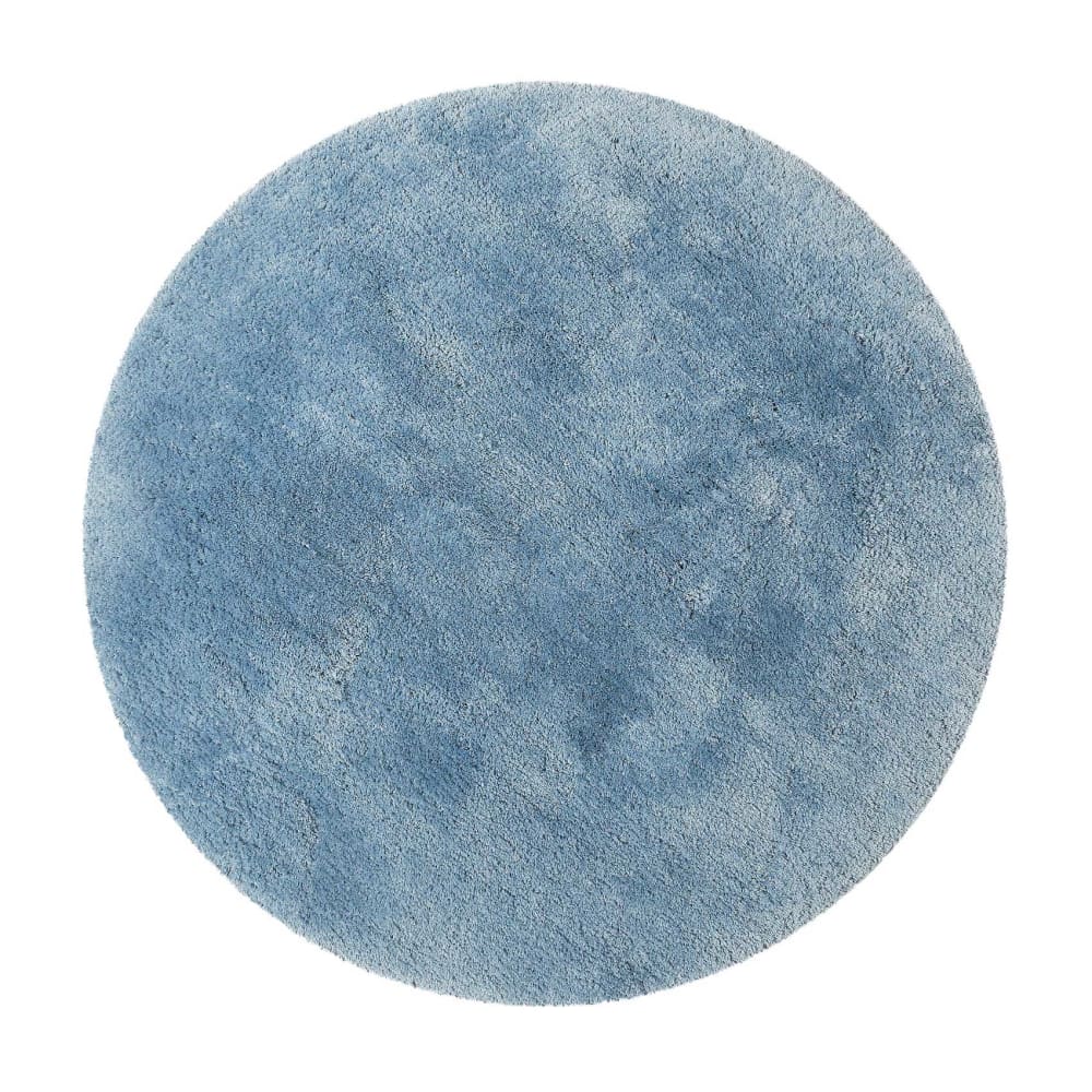 Alfombra redonda de baño en microfibra, antideslizante, azul, D.90