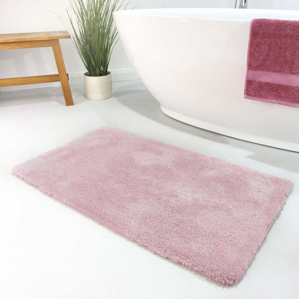 Weicher Hochflor Badteppich rosa, saugstark, rutschfest  55x65 -