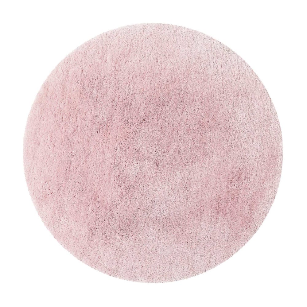 Tapis de bain rond en microfibre antidérapant rose 90 D