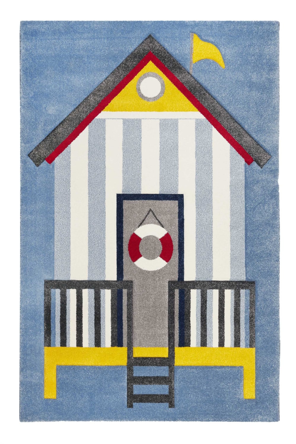 Esprit Blauer weicher Kinderteppich mit Strandhaus Motiv 120x170 style seaside BLAU Öko-Tex Zertifikat PVC - POLYVINLYCHLORID Kinder