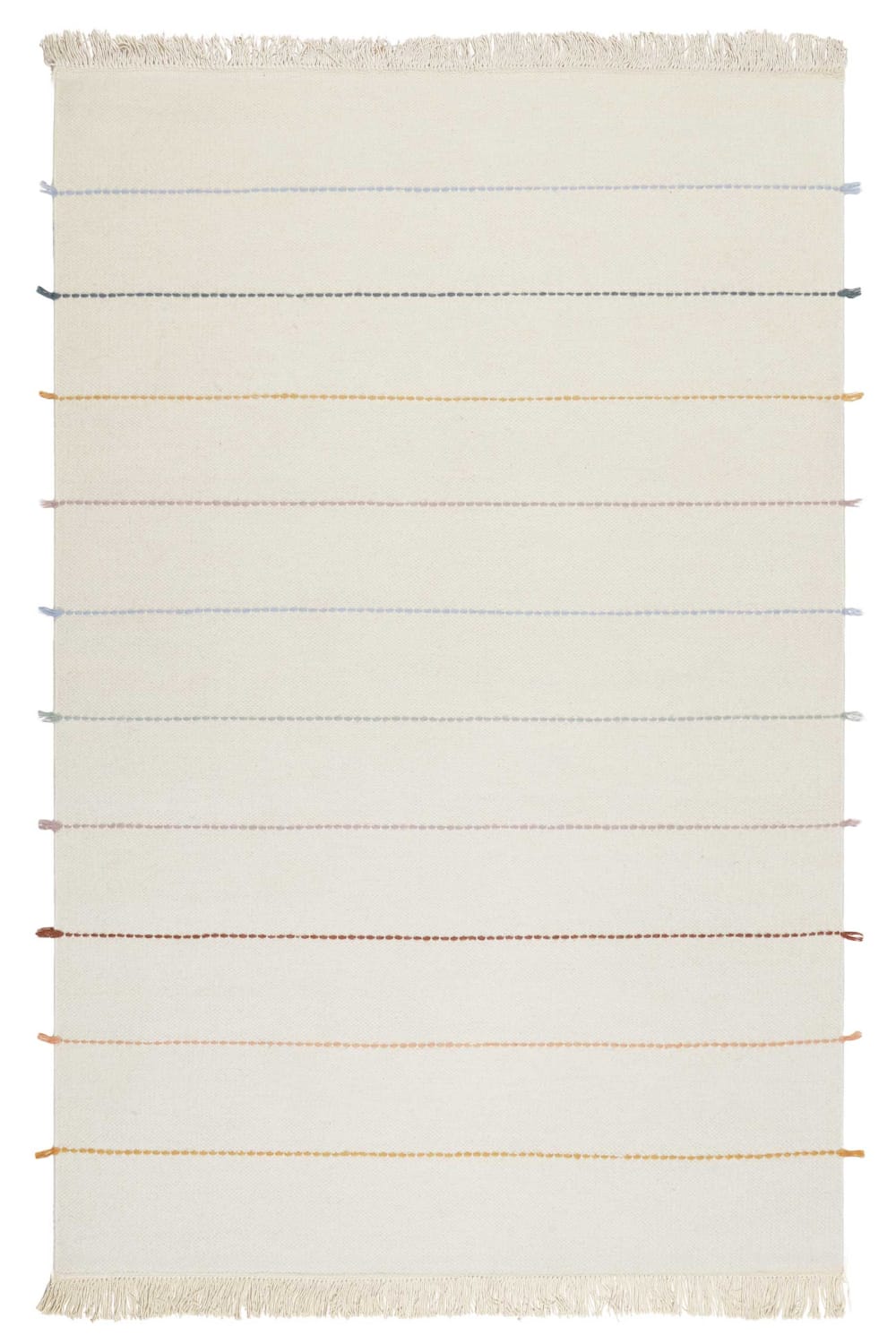Esprit Nachhaltiger Kelim Teppich beige bunt mit Streifen, Wohnzimmer 80x150 style modern - Wolle