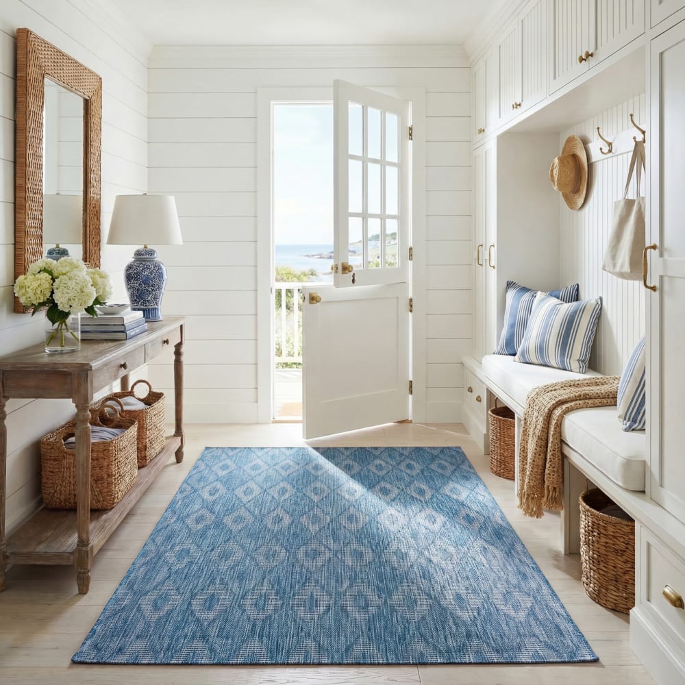 Safavieh Zeitgenössische Polypropylen-Teppich in Blau, 122 x 170 cm style modern Blau Pp - Polypropylen