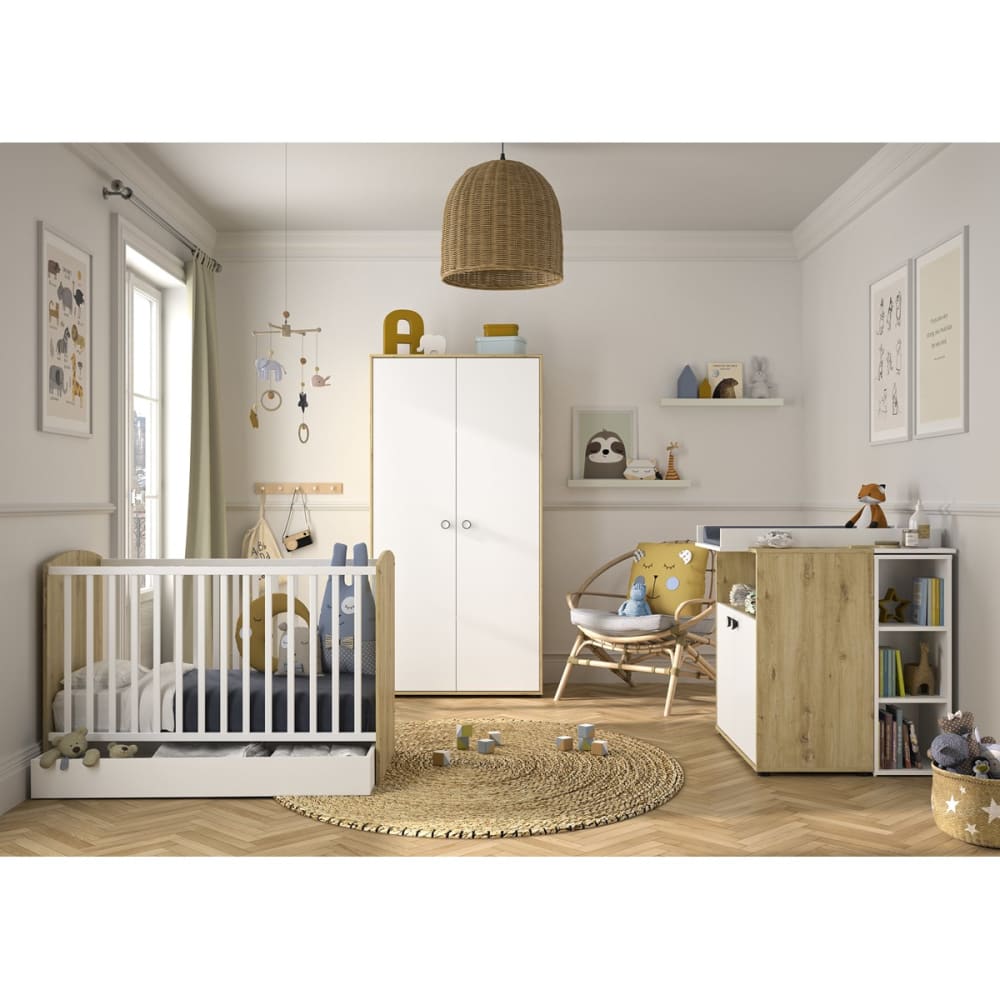 Option tiroir rangement blanc mat pour lit bébé 120/140cm (Galipette) - Image 1