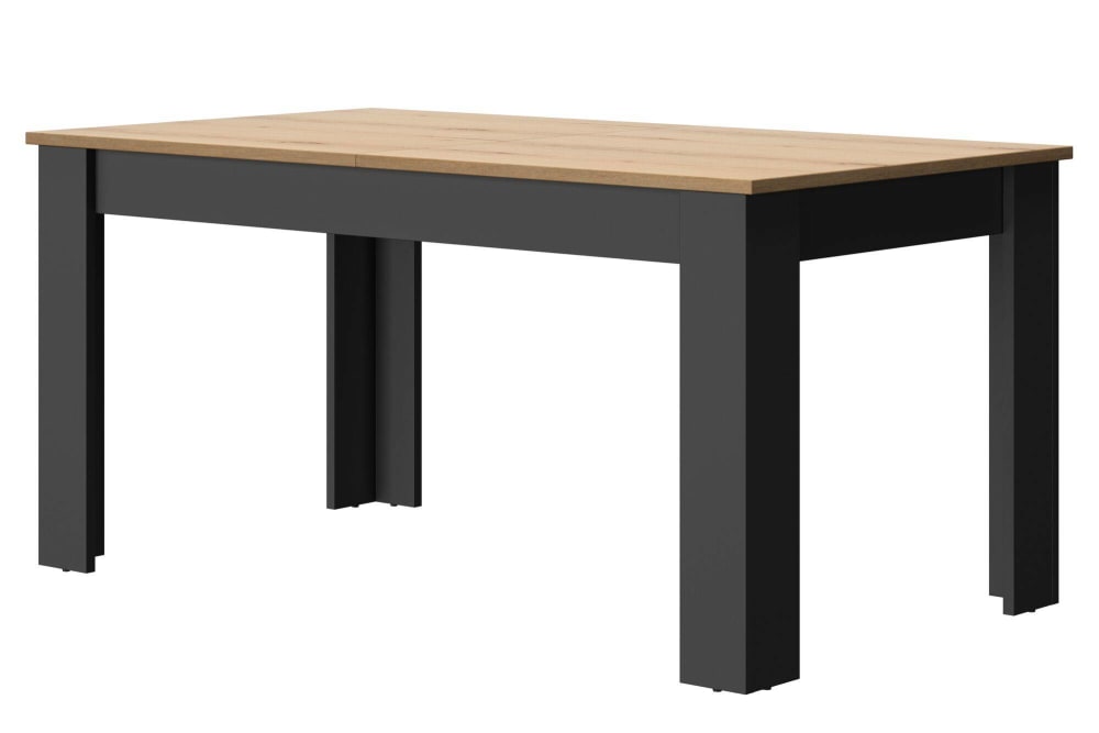 Table extensible effet bois et noir 6 à 8 places