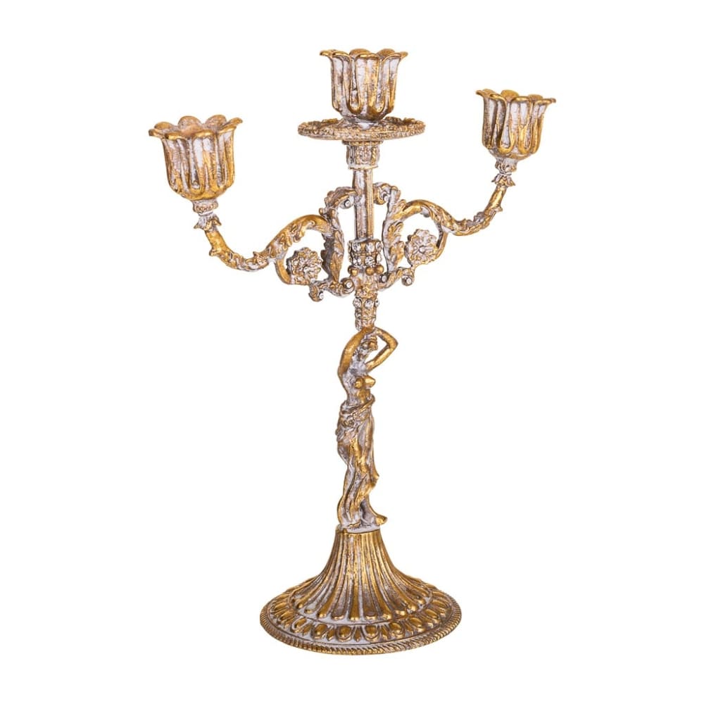 Candelabro dorado 22x9.5x26.5h cm