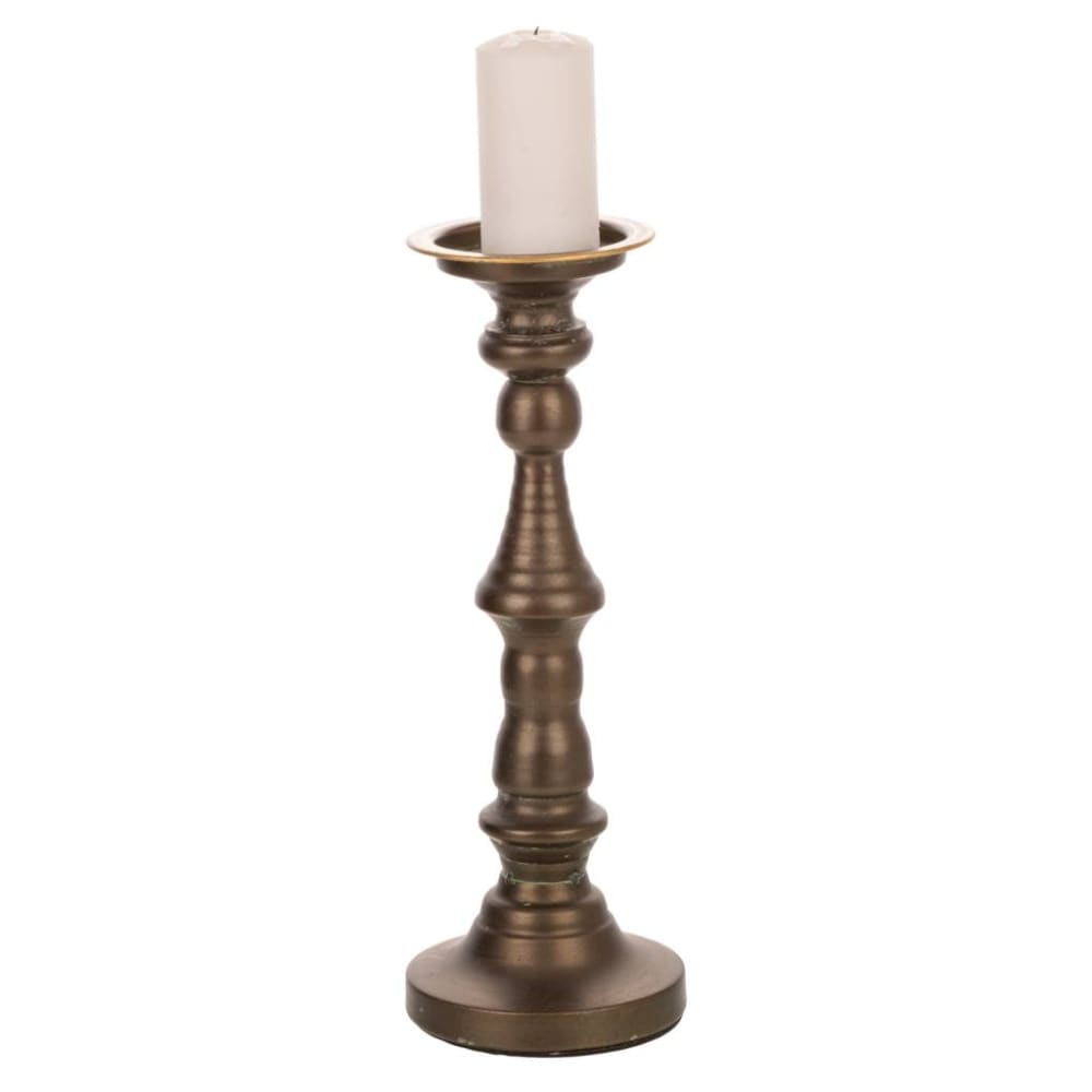 Candelabro de metal dorado 13x13x36.5h cm