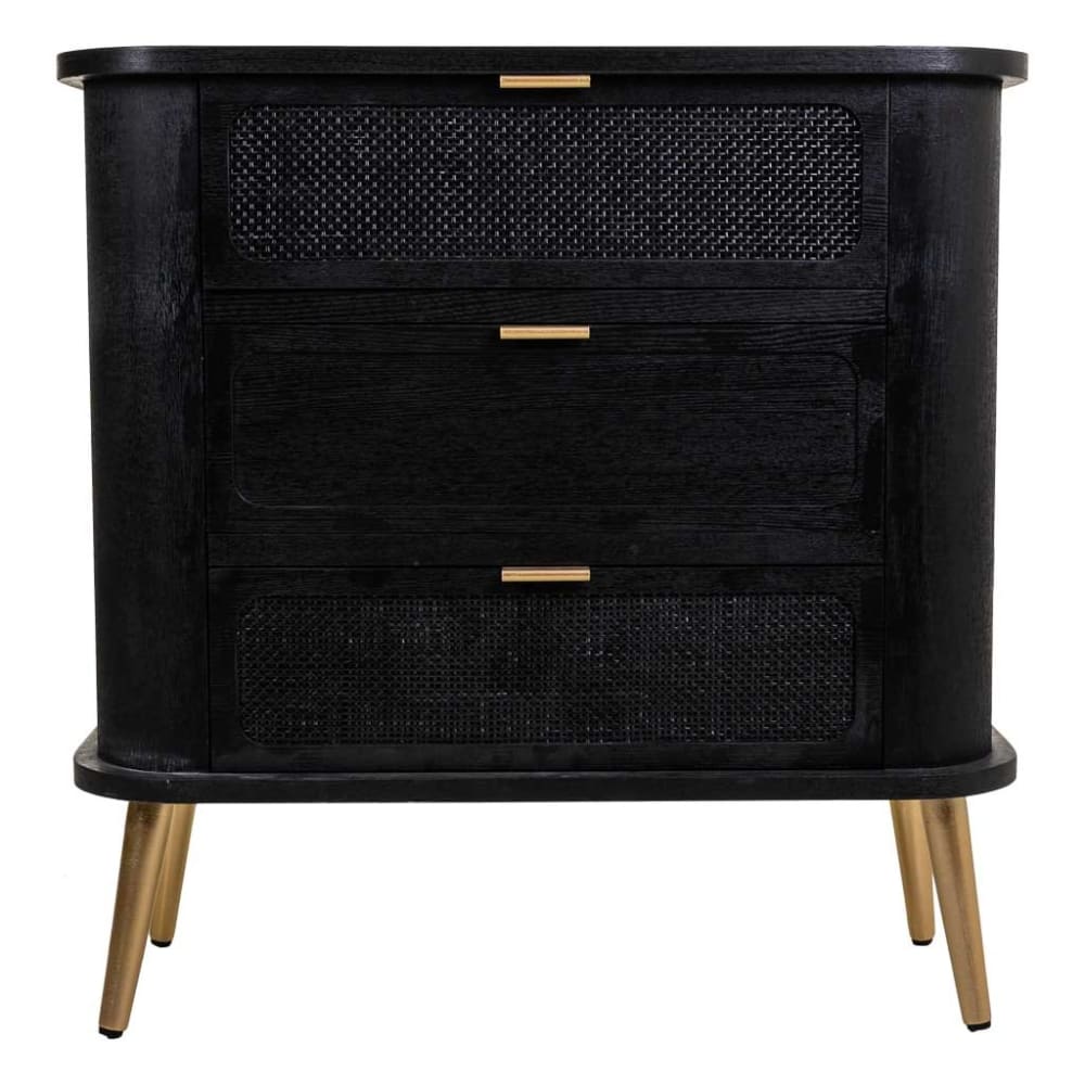 Commode en treillis laqué noir 80x35x81h