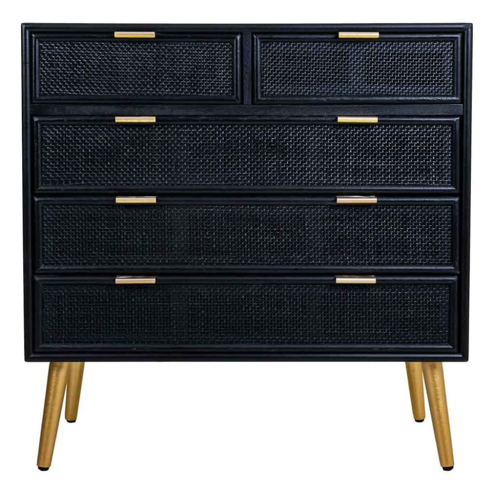 Commode en treillis laqué noir 80x39,5x81h
