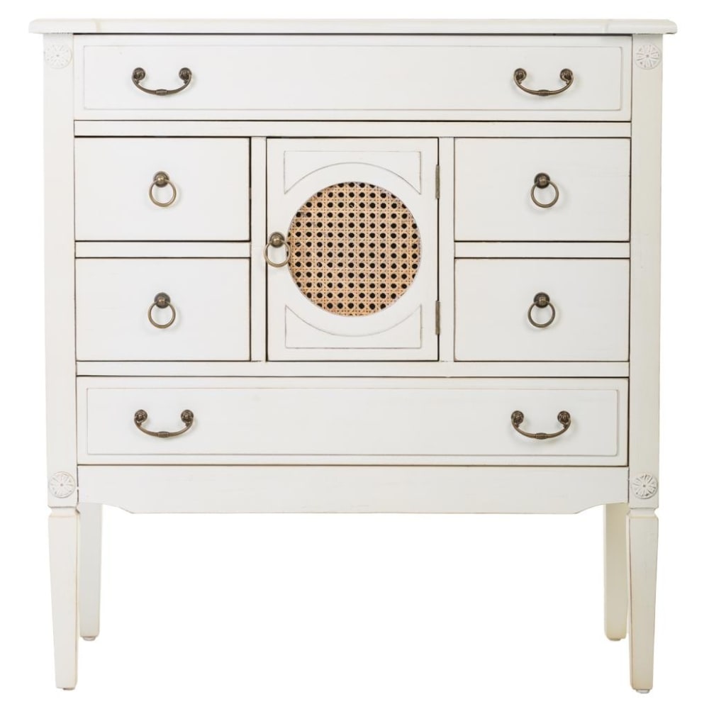 Cómoda de madera con rejilla blanca 85x38x90 - Maisons du Monde