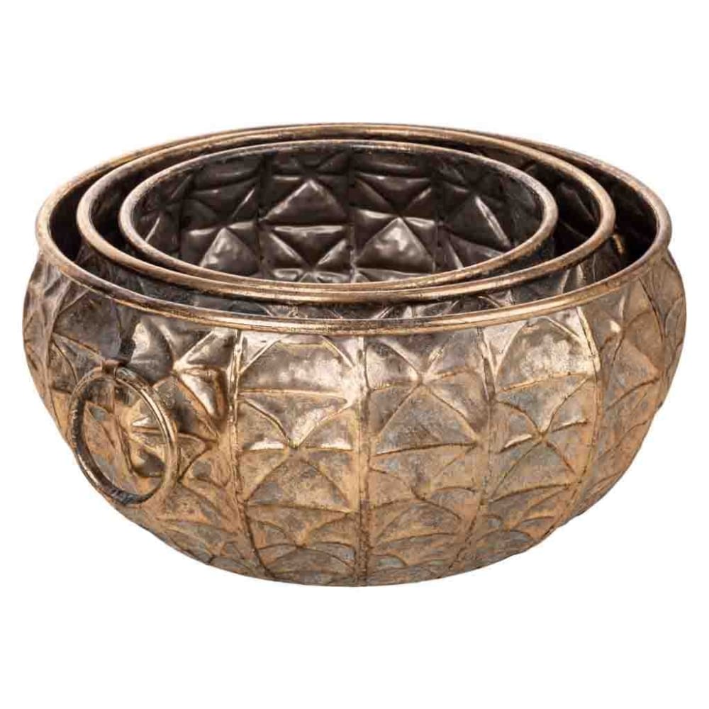 Maceteros de metal set 3 piezas dorado - Maisons du Monde