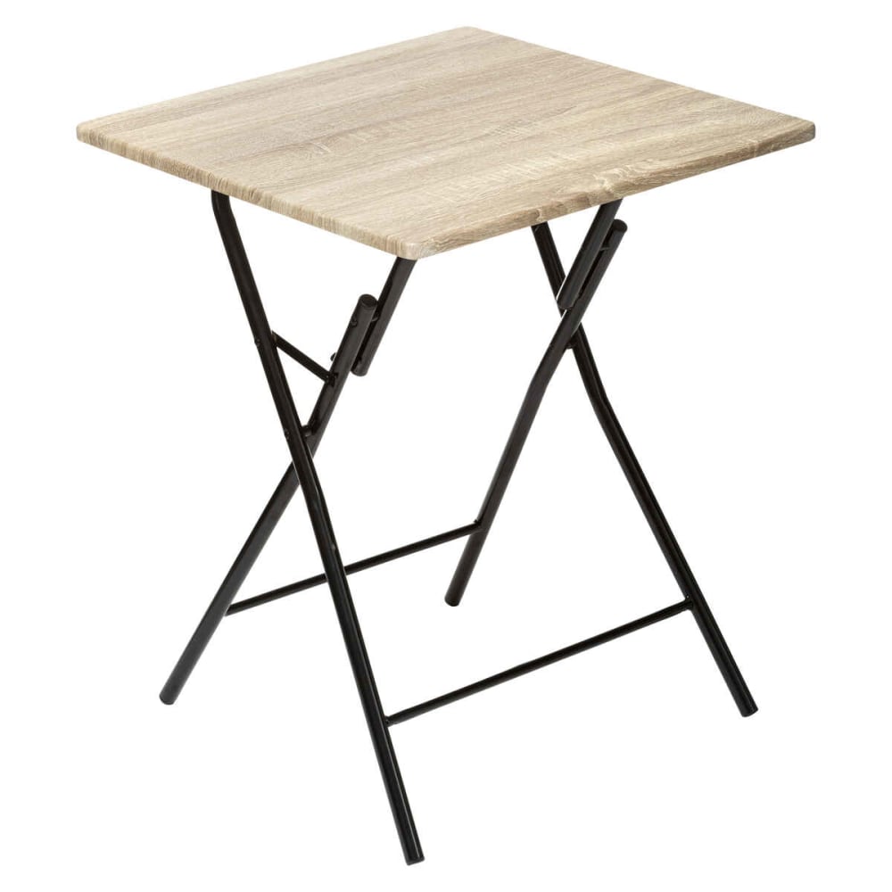 Five Simply smart Table d'appoint pliante métal noir et bois - 60x60x76cm Beige Panneau De Particules